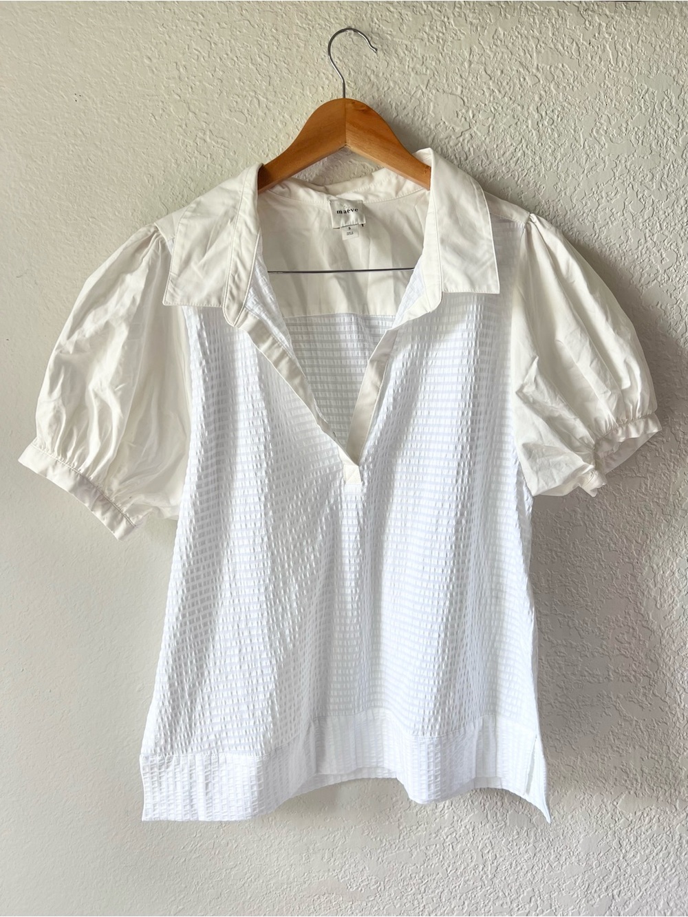 Anthropologie Maeve Puff Sleeve Sea Breeze Oversized Top Sz S - Picture 4 of 7